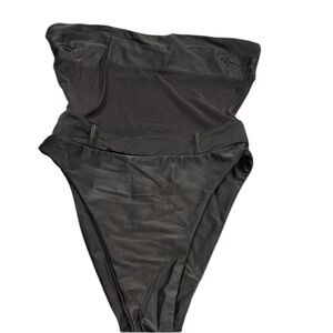 MBM Black Strapless Mesh Across One Piece Swimsuit